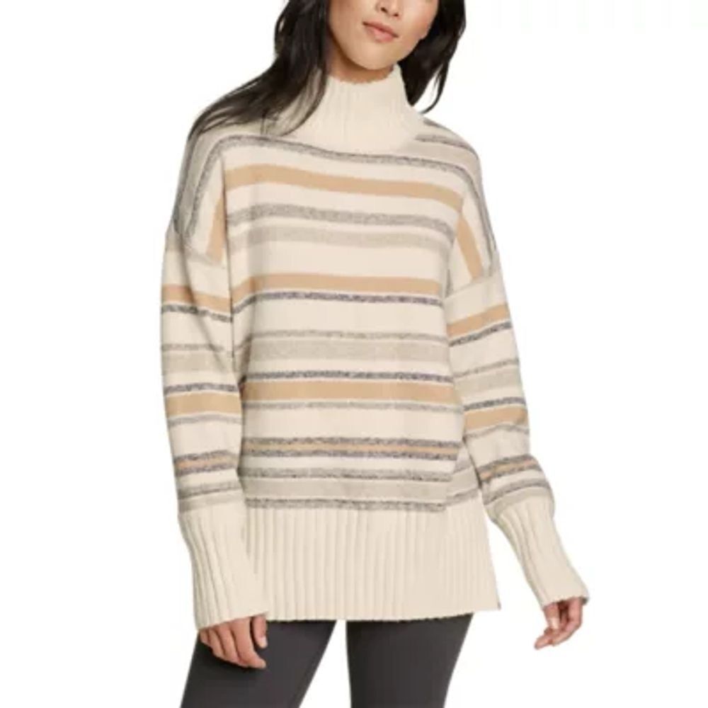 Eddie Bauer Dreamknit Funnel Neck Sweater Pumice Women Size Medium